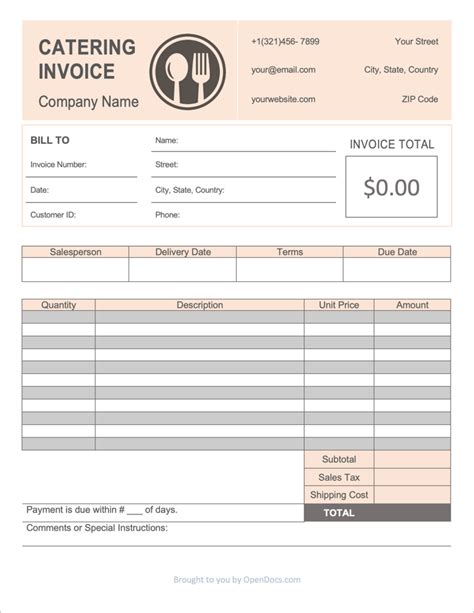 Bbq Catering Invoice Template